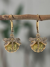 billige Øredobber for kvinner-intage dragonfly dangle øredobber for kvinner – gullbelagte boho drop-øreringer med blå glassperler, naturinspirerte smykker for uformelle, fest- og gaveanledninger