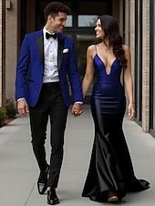economico Abiti da matrimonio-Completi da festa da uomo Completi per il ritorno a casa Moda formale in rosso e uva Colore uniforme Vestibilità standard 2 pezzi a un bottone