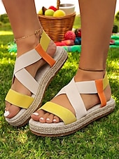 cheap Vacation Sandals-Women&#039;s Colorful Espadrille Platform Sandals – Stylish and Comfortable Strappy Summer Sandals for Casual Outfits and Beach Vacations