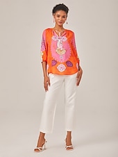 economico Bluse e camicie-pullover con stampa in stile vacanza