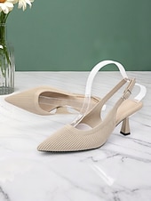 voordelige Slingback Pumps-klassieke slingback hakken - ademende fly-knit kitten pumps, geweldig voor op kantoor of diners