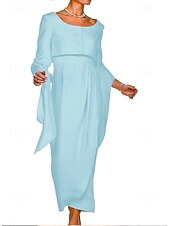 preiswerte Mamas Kleidersets-Zweiteiliges Etuikleid Mutter der Braut Kleid Hochzeitsgast Eleganter quadratischer Ausschnitt knöchellang dehnbares Gewebe ärmellos kurze Jacke Kleider mit Knöpfen Falten Rennkleid