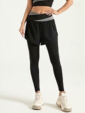 tanie Legginsy i legginsy do jogi-Damskie Spodnie do jogi Legginsy do jogi 2 w 1 Wyszczuplenie brzucha Podnoszenie pośladków Wysoka talia Joga Trening w siłowni Pilates Rajstopy Doły Granatowy Jasnobrązowy Czarny Spandeks Jesień Sport