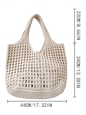 cheap Handbag &amp; Totes-Handmade Crochet Mesh Tote Bag – Lightweight &amp; Eco-Friendly Beach Shoulder Bag, Boho Style, Reusable Shopping Bag for Women, Summer Vacation &amp; Daily Use