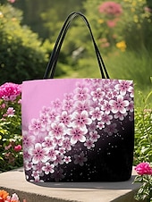 economico Borsette e borse tote-&quot;borsa tote floreale per donna – elegante borsa di grande capienza con motivo floreale nero e rosa, perfetta per lo shopping, i viaggi e l&#039;uso quotidiano&quot;
