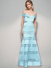 baratos VERDE-sereia / trompete vestido de noite elegante vestido de carnaval formal comprimento até o chão sem mangas decote coração cetim com linhas de design 2025