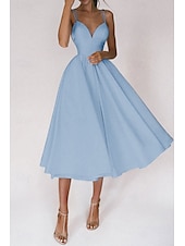 abordables Robes de Diplôme-Femmes Robe Midi Robe Blanche Robe de remise des diplômes Robe Nuisette Mode Anniversaire Remise des Diplômes Sortir Coupe régulière Uni Sans manches Bretelles spaghetti Noir Blanche Rouge Vert Été