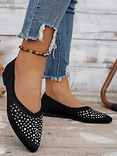 ieftine Pantofi Joși de Damă-pantofi de damă flyknit cu strasuri cu vârf ascuțit - pantofi eleganti, strălucitori, pentru ocazii speciale și purtare zilnică