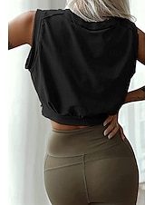 cheap Blouses &amp; Shirts-Women&#039;s Blouse Plain Casual Sleeveless Crew Neck Regular Tops Daily Holiday Going out Ruched Black White Army Green Summer