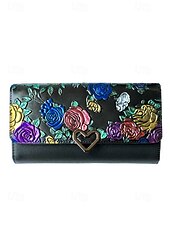 cheap Clutches &amp; Evening Bags-Women&#039;s Embossed Butterfly Floral Faux Leather Clutch - With Chain, Can Be Carried One Shoulder or Crossbody, Multi-compartment Zipper Pockets, Suitable for Daily Gatherings and Evening Party Events