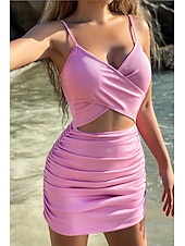 economico Abiti di Laurea-Per donna Mini Abito Abito Bianco Abito da laurea Abito Sottoveste Moda All&#039;aperto Compleanno Laurea Vestibilità regolare Semplice Senza Maniche Spalline sottili Nero Bianco Rosa Blu Reale Estate