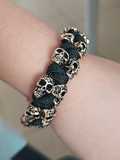 abordables Bijoux pour hommes-Bracelet punk tête de mort pour homme - Bracelet de survie en paracorde tissé à la main, bracelet de motard gothique en métal, bijoux de style rock pour fêtes et concerts