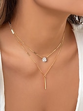 abordables Collier pour femme-Collier exquis pour femme avec pendentif goutte d&#039;eau double couche en or, style élégant et simple, adapté aux femmes soucieuses de la mode à porter lors d&#039;occasions décontractées et festives