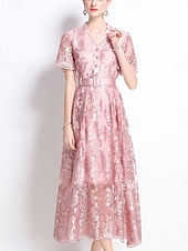 preiswerte Unter 129,99 $-A-Linie Quinceanera Kleider Elegantes Kleid Hochzeitsgäste Knöchellang Kurzarm V-Ausschnitt Polyester mit Stickerei