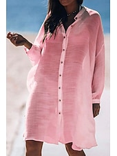 economico Camicie-Per donna Camicia Camicie ispirate al lino Abbottonare Blusa Semplice Moderno Casual Manica Lunga Colletto a Camicia Top lunghi Quotidiano Ferie Uscire Bottoni Bianco Giallo Rosa Azzurro Estate