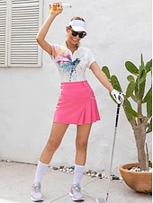 cheap Women's Golf Clothing-Women's Golf Polo Shirt White Short Sleeve Sun Protection Top Tie Dye Ladies Golf Attire Clothes Outfits Wear Apparel