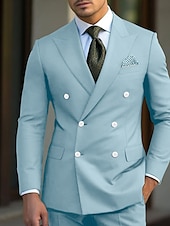 cheap Formal Suits-Men&#039;s Wedding Suits Homecoming Suits Black White Business WorkWear Solid Colored Slim Fit 2 Piece Double Breasted Six-buttons