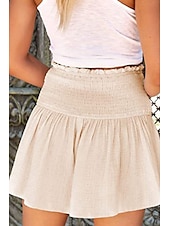 ieftine Pantaloni scurți din bumbac in-Pentru femei Pantaloni scurți inspirați din in Pantaloni Scurți Pantaloni Șic Stradă Casual Scurt Natural Simplu Talie elastică Confortabil Exterior Comfortabil Stradă Purtare Zilnică Migdală Gri