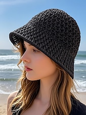 abordables Chapeaux pour femmes-Chapeau de paille vintage pour femme – chapeau de soleil respirant tissé à la main, léger et pliable, chapeau de plage élégant pour les vacances d&#039;été, les voyages et les activités de plein air