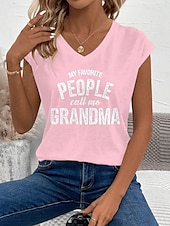 economico Magliette Festa della Mamma-Festa della mamma Per donna Canotta a canotta Grafico Lettera Elegante Casual Senza Maniche Scollo a V Top Regolari Quotidiano Stampato Nero Bianco Rosa Verde Estate