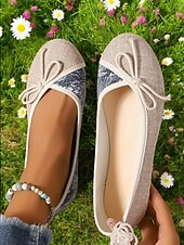 halpa Naisten matalakantaiset kengät-pellavajouset balettitassut naisille - kevyet vintage-vaikutteiset mukavat slip-on kengät vapaa-aikaan