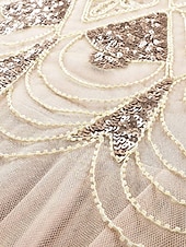abordables Moins de 129,99 $-Robe Robe de Mère de Mariée  Élégant ancien Fête Col en V Longueur au sol Polyester Manche Courte avec Paillettes 2025