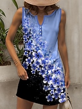 economico Abiti floreali-Abito Mini da Donna Abito Informale Abito Petite Abito Sundress Abito Estivo Elegante Vacanza Casual Quotidiana Festiva Regolare Fit Ombre Floreale Senza Maniche V Collo Viola Estate Primavera