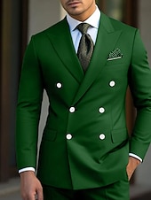 cheap Formal Suits-Men&#039;s Wedding Suits Homecoming Suits Black White Business WorkWear Solid Colored Slim Fit 2 Piece Double Breasted Six-buttons