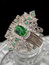 abordables Bagues pour femmes-Bague couronne émeraude vintage pour femme – bijoux élégants d&#039;inspiration royale pour fiançailles, mariages et occasions spéciales