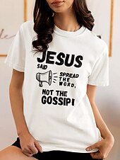 cheap Humor&amp;Quotes tee-Women&#039;s T Shirt Graphic Letter Stylish Casual Short Sleeve Round Neck Regular Tops Daily Weekend Print White Summer Spring