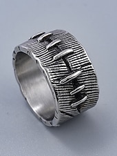 economico Accessori di Halloween-anello da uomo goth punk cucito - anello vintage in argento per motociclisti, rock e moda di Halloween