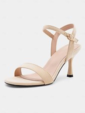 abordables Sandales de Robe-Escarpins beiges à bride arrière pour femme – élégantes sandales à bout ouvert pour les rendez-vous romantiques et les tenues estivales