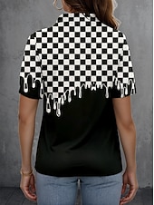 economico Top a Righe e Geometrici per Donne-Camicia da donna a maniche lunghe blusa con bottoni grafica geometrica quotidiana elegante a maniche corte colletto regolare top quotidiani nera estate primavera