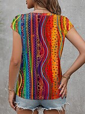 tanie Top typu tank Art&amp;Design-Damskie Top z ramiączkami Ombre Graficzny Geometryczny Zabytkowe Codzienny Bez rękawów W serek Zwykłe topy Codzienny Nadruk Tęczowy Lato