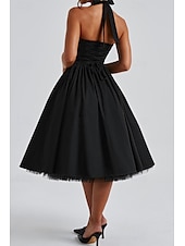 ieftine Rochii de absolvire-Pentru femei Rochii Midi Rochie albă Rochie de absolvire Modă Modern Zi de Naștere Concediu Absolvire Fit regulat Simplu Fără manșon Gâtul halter Negru Alb Roșu-aprins Vară