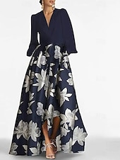 economico Lunghezza del pavimento-Abito a linea ad A per la madre della sposa elegante vintage scollo a V lunghezza al pavimento charmeuse maniche lunghe con sfera  nastro abito da derby abito per il giorno della corsa 2025