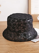 levne Dámské klobouky-dámský krajkový klobouk – elegantní květinový klobouk proti slunci ze síťoviny, prodyšná vintage kšiltovka se širokou krempou na léto, na pláž, na dovolenou i do přírody