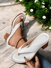 economico Infradito scivolosi-infradito con tacco da donna – eleganti sandali infradito per l'estate, la spiaggia e l'abbigliamento casual