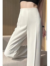 お買い得  パンツ-女性用 スーツ ストリートファッション カジュアル 全長 ナチュラルウエスト 平織り ポケット 弾性巾着デザイン 通気性 ソフト 快適 マイクロエラスティック カジュアル お出かけ ブラック ホワイト コーヒー 夏 レギュラー