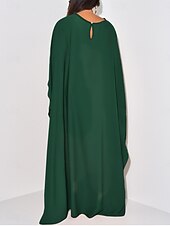 levne Jednoduché šaty-Dámské maxi šaty jednobarevné královská modrá modrá zelená léto jaro maxi šaty shift šaty kaftan šaty poloformální formální kancelář večírek běžné střih jednoduchý kulatý výstřih