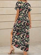 levne Zvířata šaty-Velikonoční dámské maxi šaty A-line šaty letní šaty elegantní dovolená casual dovolená každodenní nošení pravidelný střih květinová grafika zvířata krátký rukáv v-krk červená léto jaro podzim