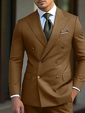 cheap Formal Suits-Men&#039;s Wedding Suits Homecoming Suits Black White Business WorkWear Solid Colored Slim Fit 2 Piece Double Breasted Six-buttons