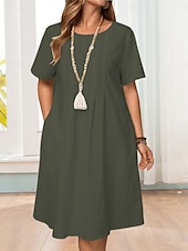 economico Vestiti-Mini abito da donna abito a linea abito estivo casual quotidiano vestibilità regolare grafico in lino simile maniche corte collo a V nero bianco verde militare blu scuro estate