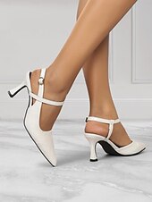 abordables Talons Aiguilles-Escarpins à bride arrière et bout pointu pour femme – élégants escarpins en cuir verni avec talon chaton et brides croisées pour le bureau, les fêtes et les tenues de soirée