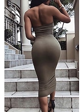 ieftine Rochii de absolvire-Pentru femei Rochii Midi Rochie albă Rochie de absolvire Bodycon Modă În aer liber Zi de Naștere Dată Fit regulat Simplu Fără manșon Fără Bretele Negru Alb Verde Militar Roșu-aprins Vară