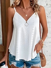 abordables Débardeurs et camisoles femme-Débardeur en camisole pour femmes couleur solide élégant décontracté sans manches bretelle débardeurs réguliers fermeture éclair œillet blanc jaune rose bleu violet été