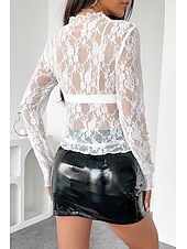 economico Top in Pizzo-Per donna Camicia di Pizzo Blusa Pizzo Semplice Elegante Moderno Manica Lunga Girocollo Top Regolari Quotidiano Ferie Uscire Nero Bianco Rosa Rosso Estate