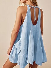 cheap Tank Tops &amp; Camis-Women&#039;s Mini Dress Petite Dress Casual Dress Summer Dress Slip Dress Fashion Classic Modern Daily Beach Weekend Regular Fit Plain Sleeveless U Neck Black Navy Blue Blue Green Summer