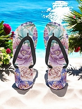 preiswerte Urlaubsandalen-Bunte Flip-Flops mit Blumenmuster für Damen – lebendige Strandsandalen im Bohème-Stil für den Sommer am Pool und im Resort