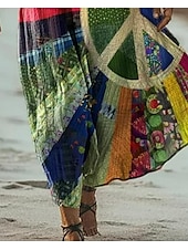 tanie Sztuka i projektowanie sukien-Letnia sukienka maxi dla kobiet sukienka w kształcie litery A sukienka codzienna sundress sukienka w kształcie litery A letnia sukienka boho wakacje vintage codzienna regularny krój ombre graficzna